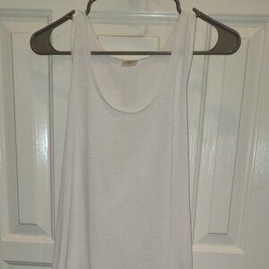 White, twist back racerback tank in breathable fabric